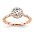 14k Rose Gold 3/4 carat Lab Grown Diamond VS/SI+ G+ Round Complete Halo Engagement Ring