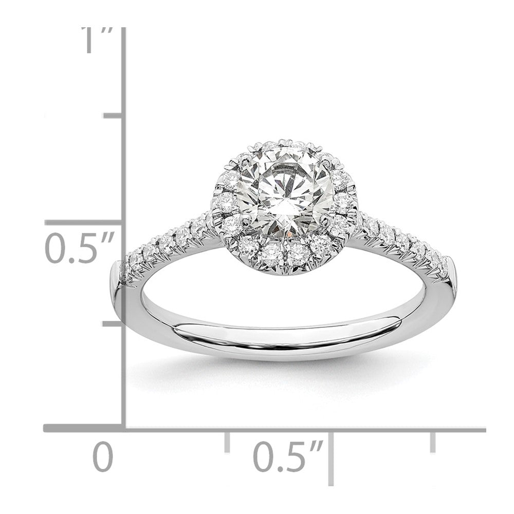 14k White Gold 3/4 carat Lab Grown Diamond VS/SI+ G+ Round Complete Halo Engagement Ring