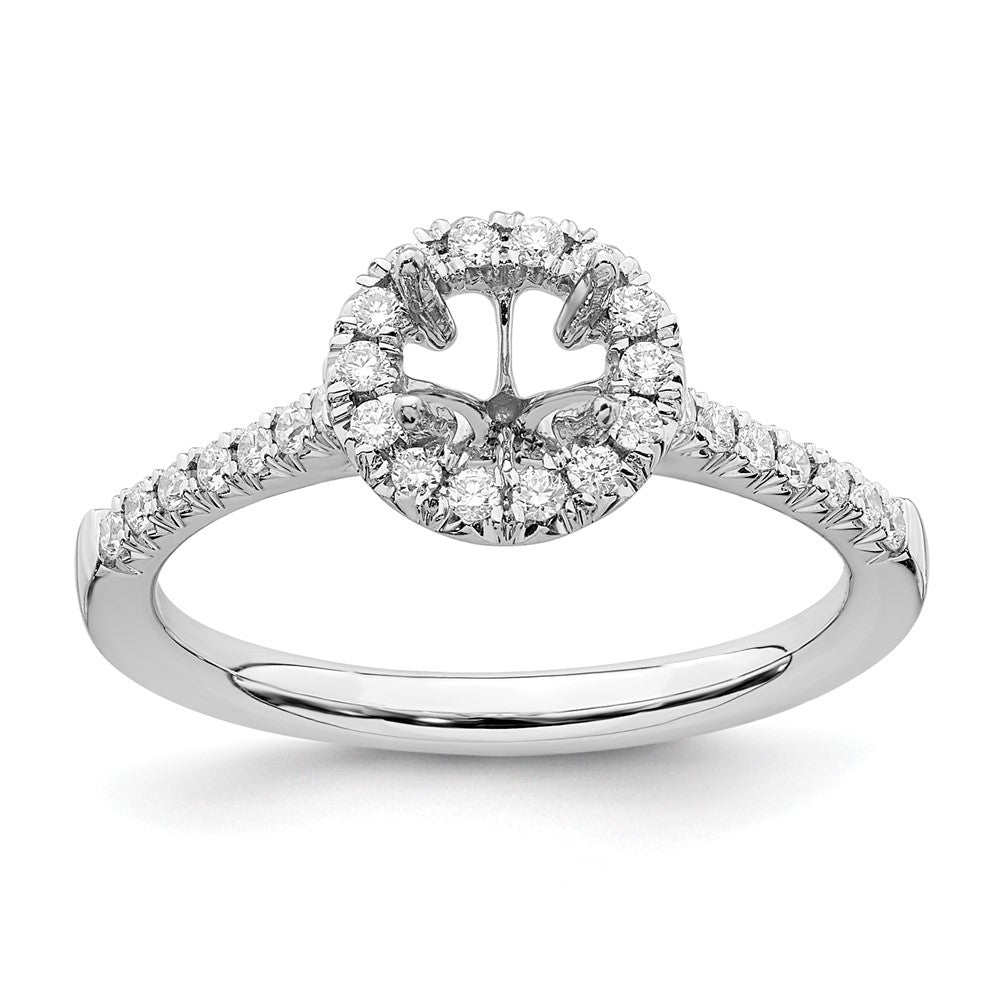 14k White Gold 3/4 carat Lab Grown Diamond VS/SI+ G+ Round Complete Halo Engagement Ring