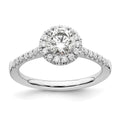14k White Gold 3/4 carat Lab Grown Diamond VS/SI+ G+ Round Complete Halo Engagement Ring