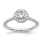 14k White Gold 3/4 carat Lab Grown Diamond VS/SI+ G+ Round Complete Halo Engagement Ring
