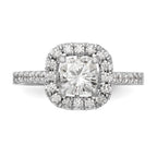 14ky TRUE ORIGIN Lab Grown Diamond VS+ F+ S/M Cushion Halo Eng. Rin