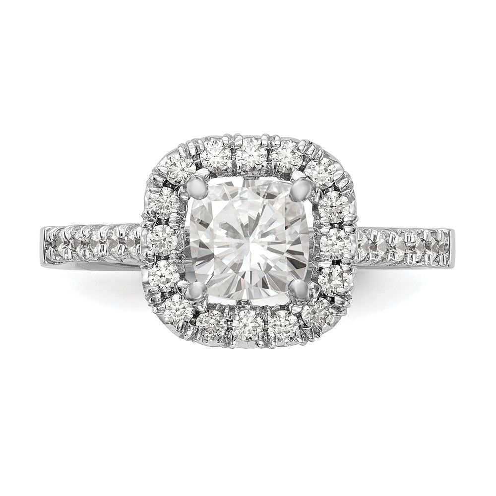 14ky TRUE ORIGIN Lab Grown Diamond VS+ F+ S/M Cushion Halo Eng. Rin