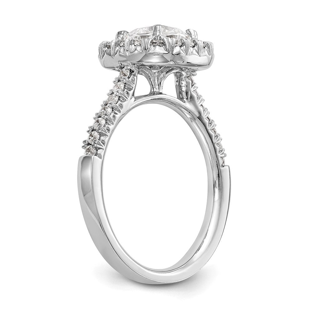 14ky TRUE ORIGIN Lab Grown Diamond VS+ F+ S/M Cushion Halo Eng. Rin
