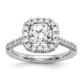 14ky TRUE ORIGIN Lab Grown Diamond VS+ F+ S/M Cushion Halo Eng. Rin