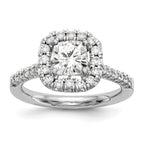 14ky TRUE ORIGIN Lab Grown Diamond VS+ F+ S/M Cushion Halo Eng. Rin