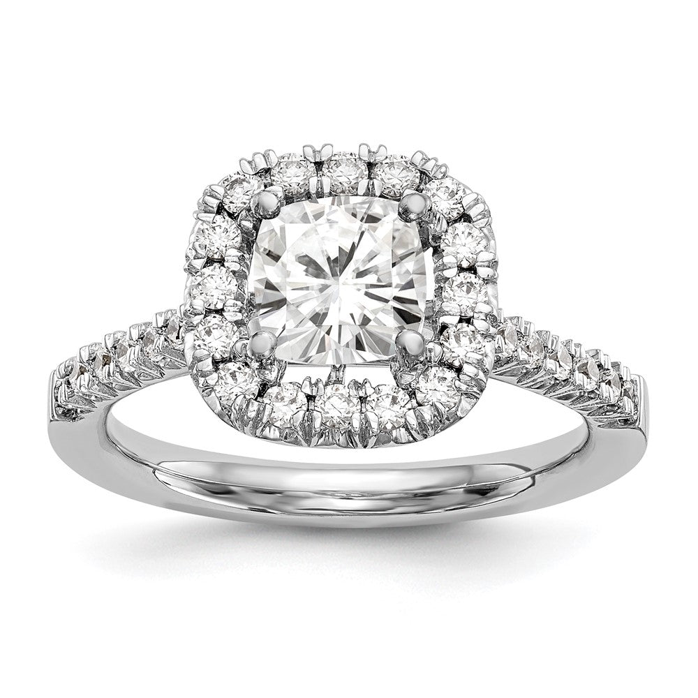 14ky TRUE ORIGIN Lab Grown Diamond VS+ F+ S/M Cushion Halo Eng. Rin