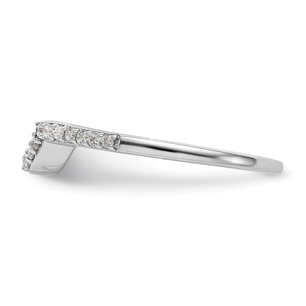 14k White Gold 1/6 carat Diamond Contoured Complete Wedding Band