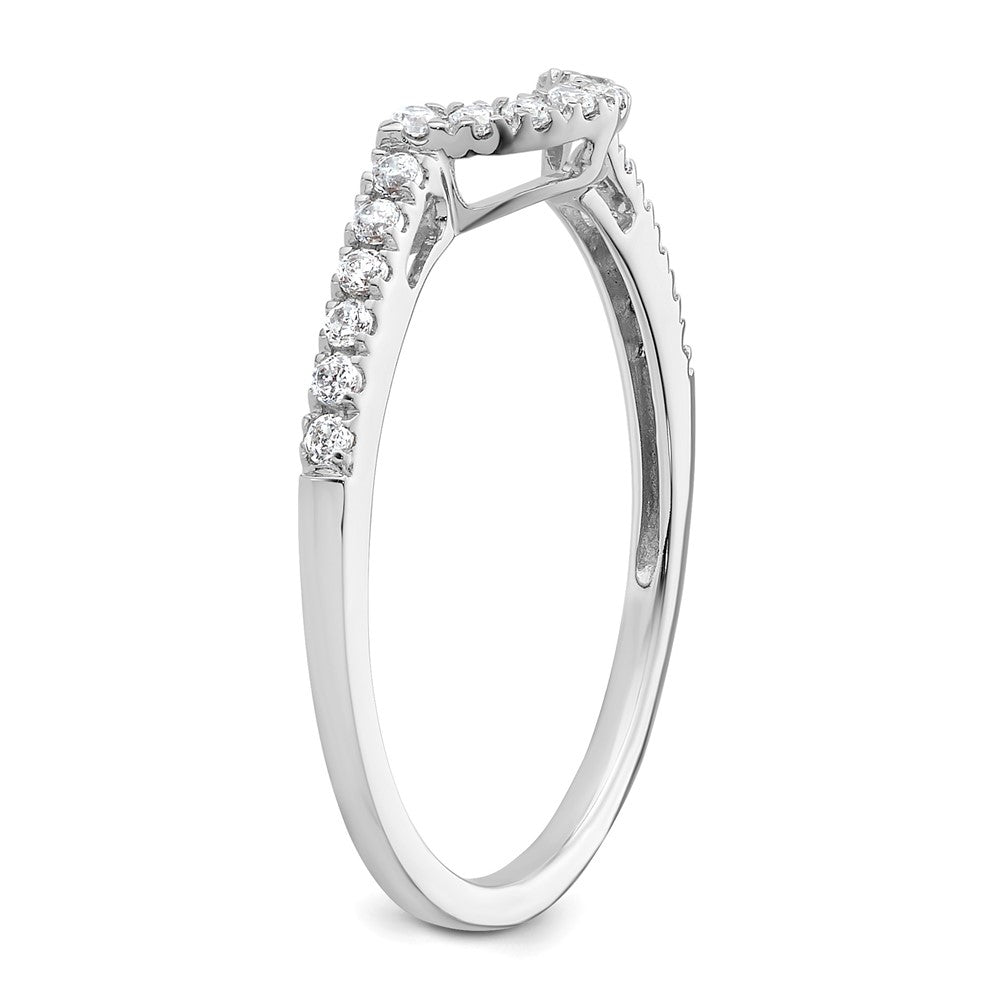 14k White Gold 1/5 carat Diamond Contoured Complete Wedding Band