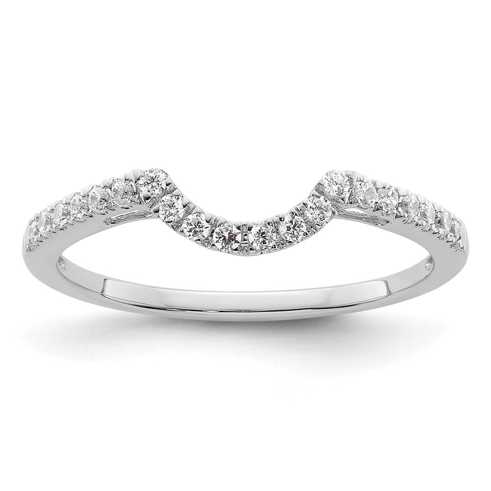 14k White Gold 1/5 carat Diamond Contoured Complete Wedding Band