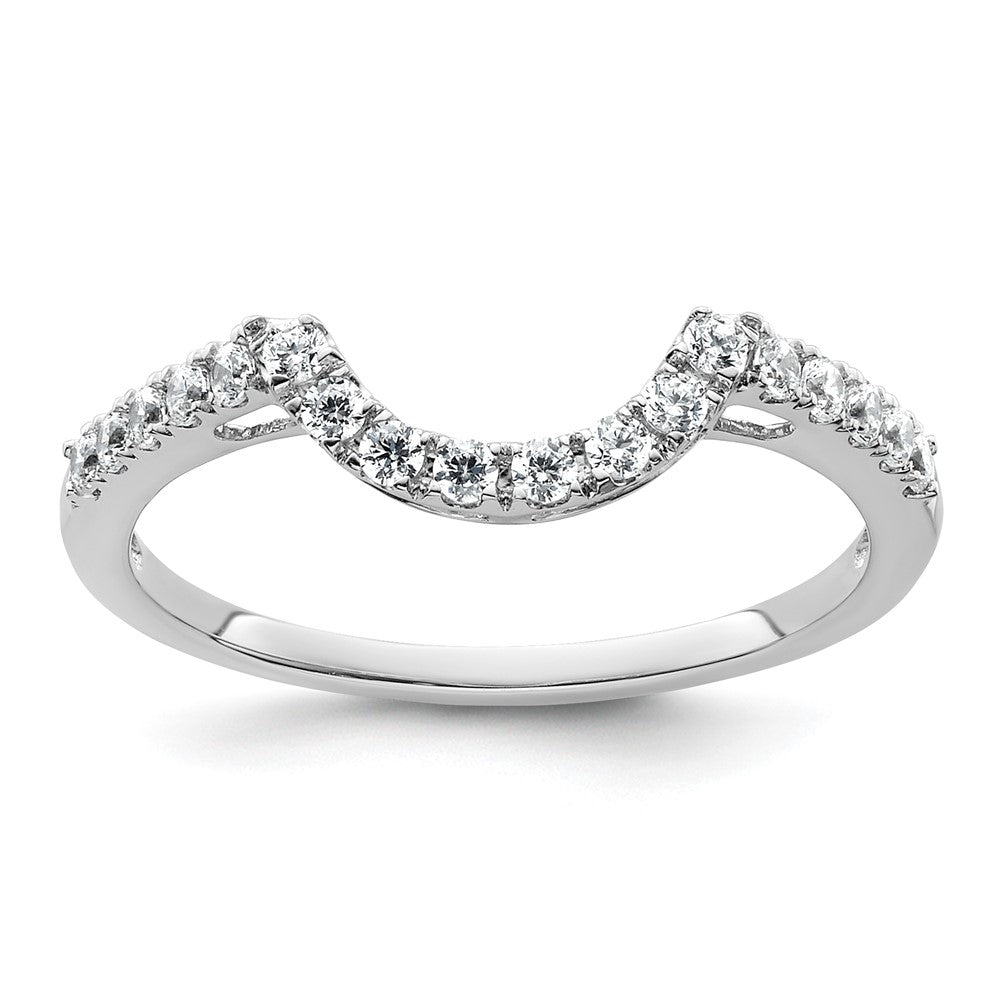 14k White Gold 1/4 carat Diamond Contoured Complete Wedding Band