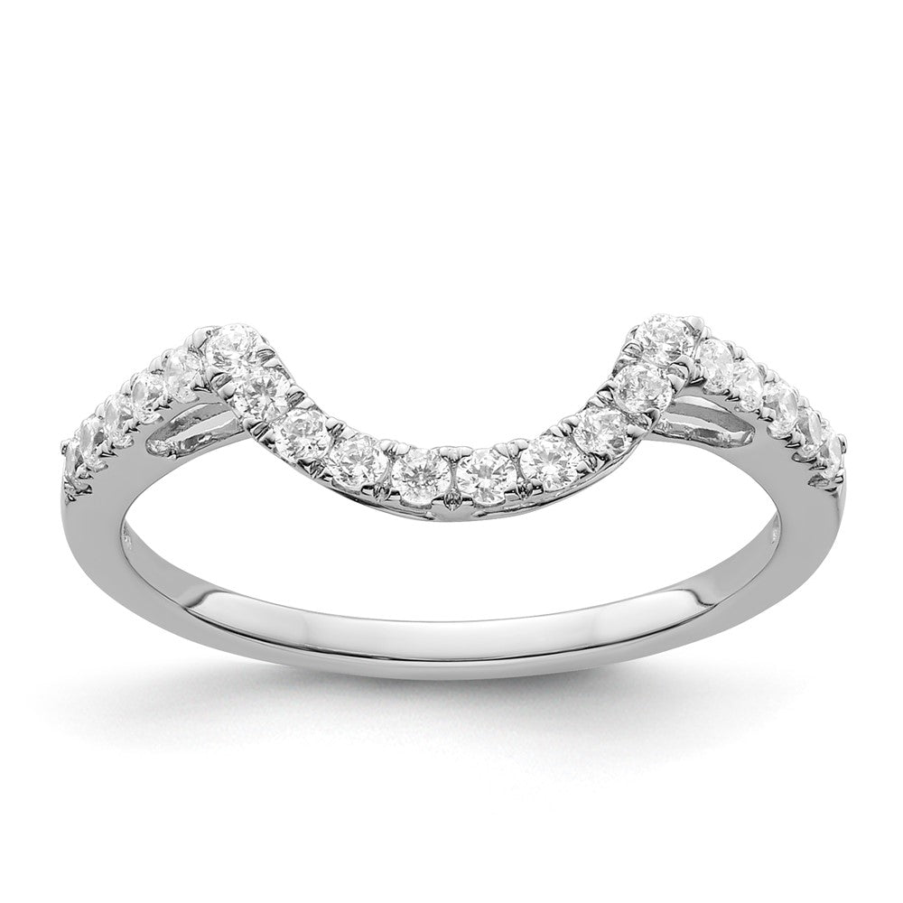14k White Gold 1/3 carat Diamond Contoured Complete Wedding Band