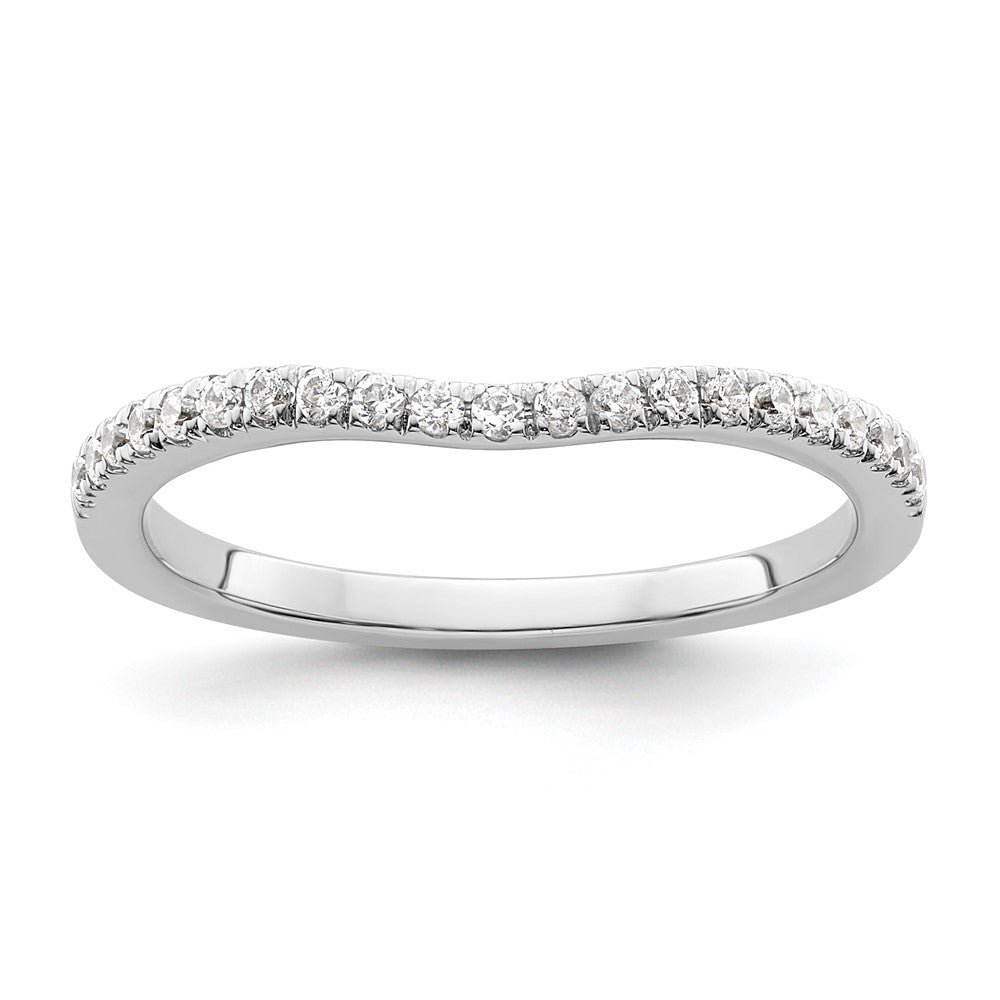 14k White Gold 1/5 carat Diamond Contoured Complete Wedding Band