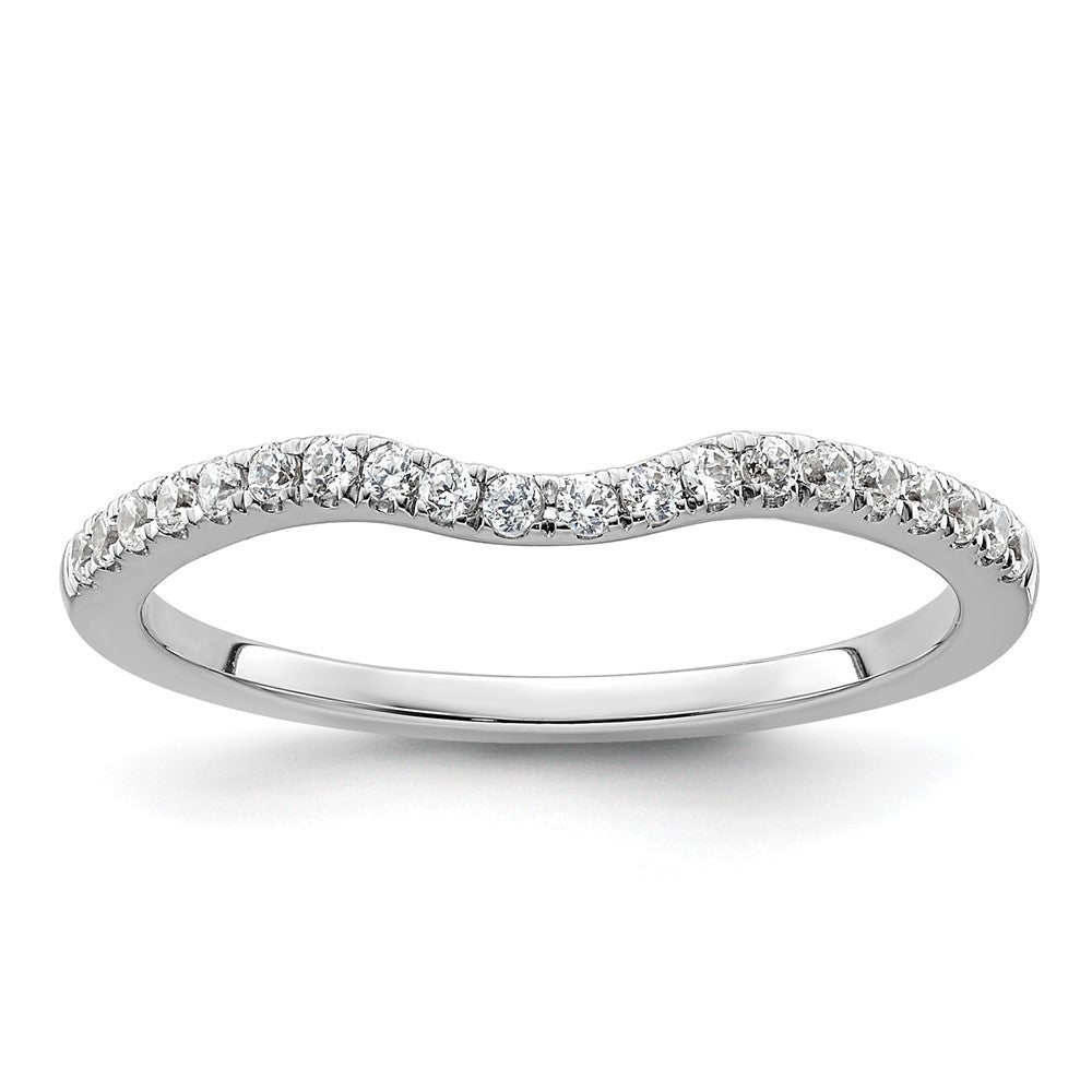 14k White Gold 1/5 carat Diamond Contoured Complete Wedding Band
