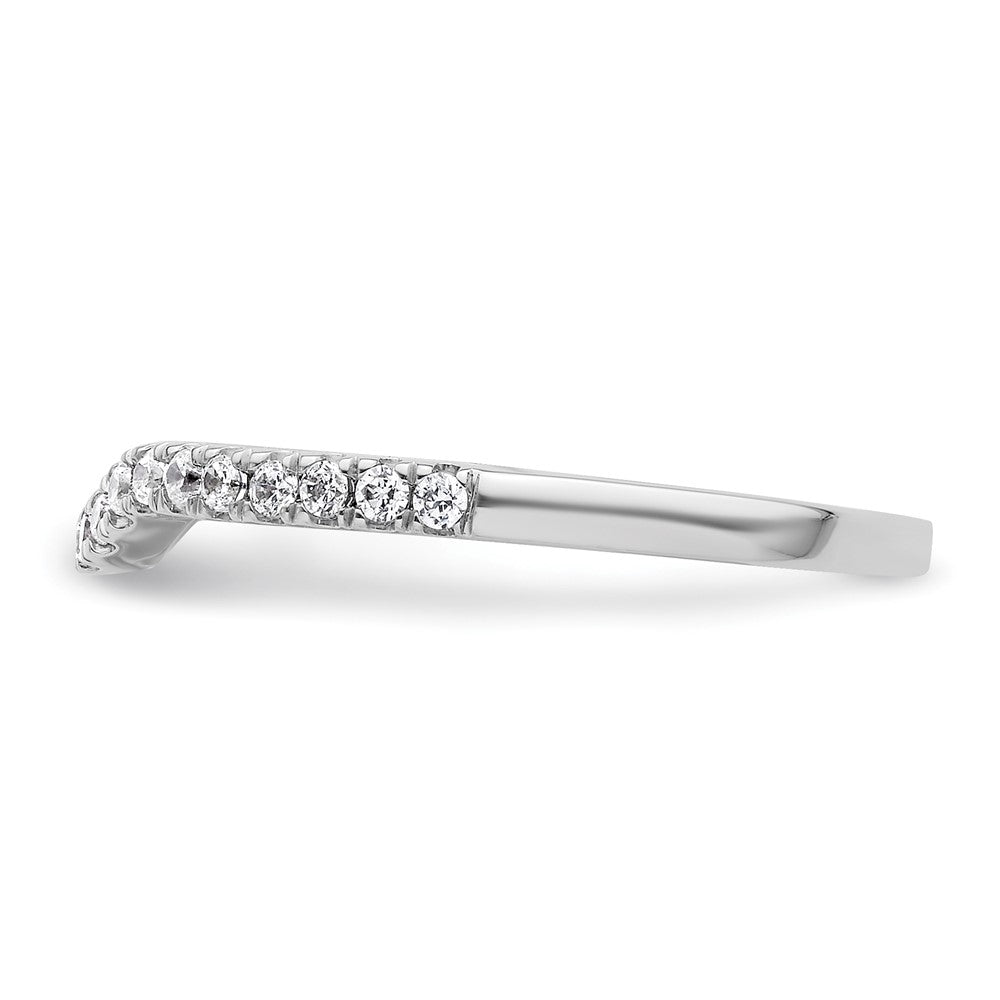 14k White Gold 1/4 carat Diamond Contoured Complete Wedding Band