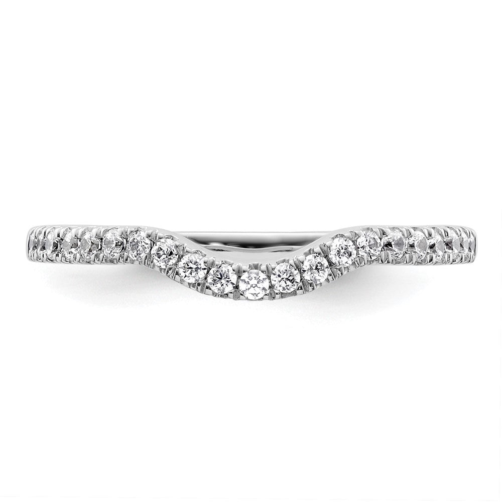 14k White Gold 1/4 carat Diamond Contoured Complete Wedding Band