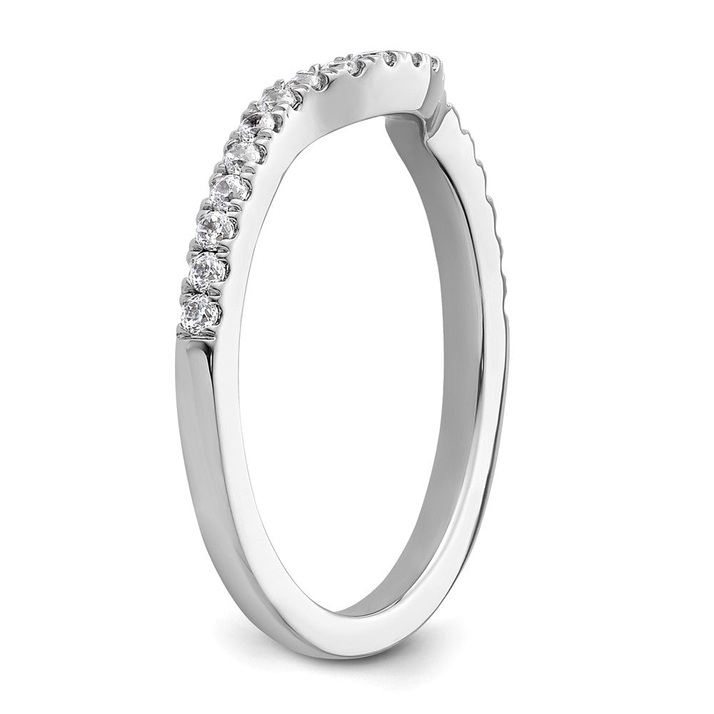 14k White Gold 1/4 carat Diamond Contoured Complete Wedding Band