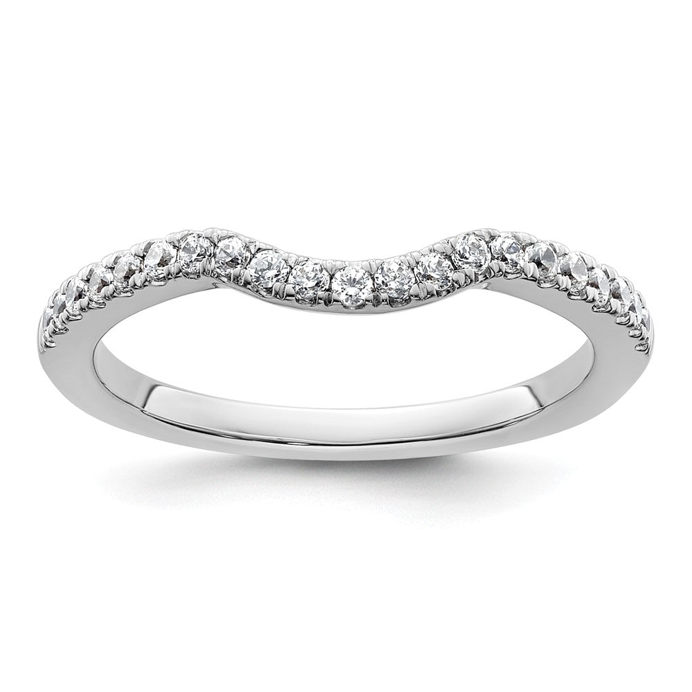 14k White Gold 1/4 carat Diamond Contoured Complete Wedding Band