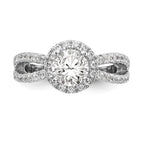 14kw Lab Grown Diamond VS/SI+ G+ S/M Round Halo Eng. Ring