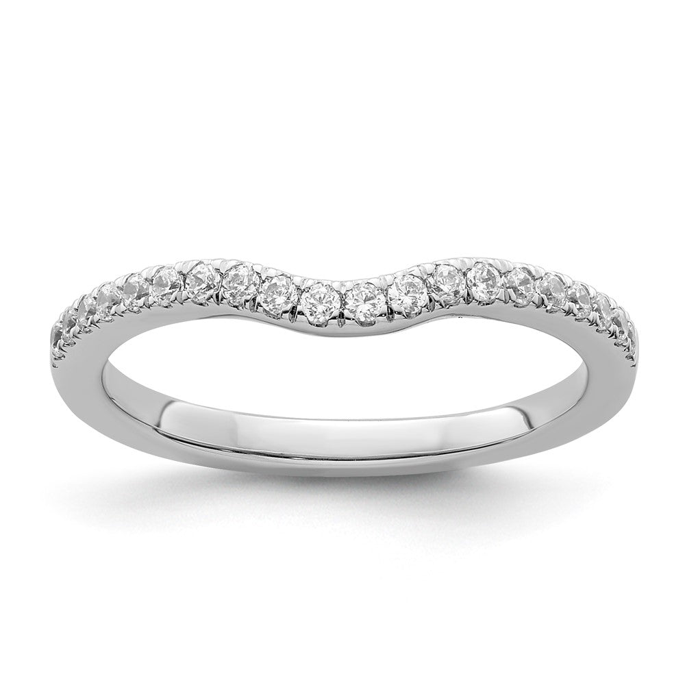 14k White Gold 1/4 carat Diamond Contoured Complete Wedding Band