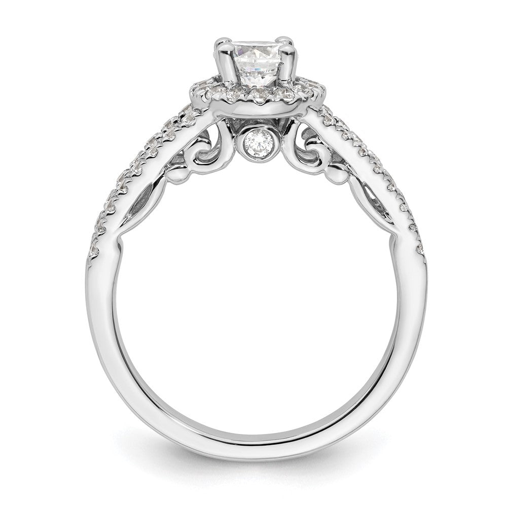 14k White Gold 1 carat Lab Grown Diamond VS/SI+ G+ Complete Round Halo Engagement Ring