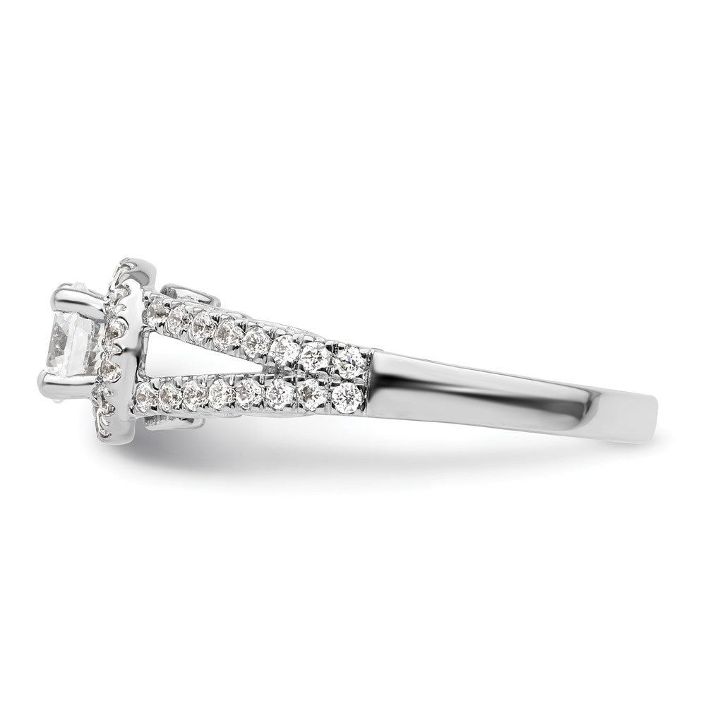 14k White Gold 1 carat Lab Grown Diamond VS/SI+ G+ Complete Round Halo Engagement Ring