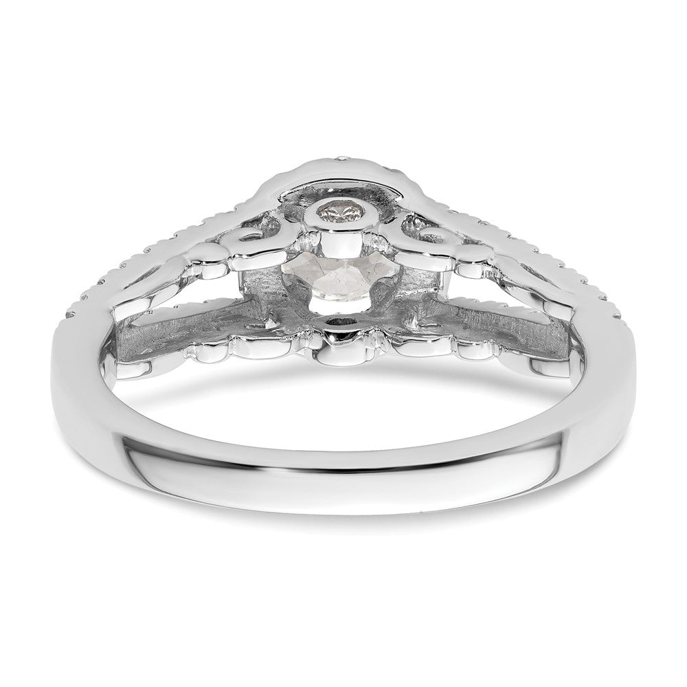 14k White Gold 1 carat Lab Grown Diamond VS/SI+ G+ Complete Round Halo Engagement Ring