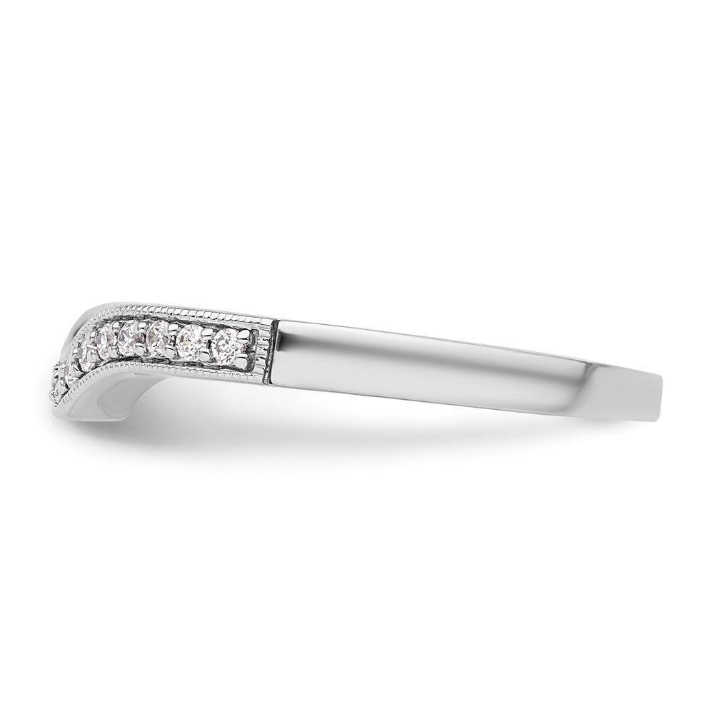 14k White Gold 1/6 carat Diamond Contoured Complete Wedding Band