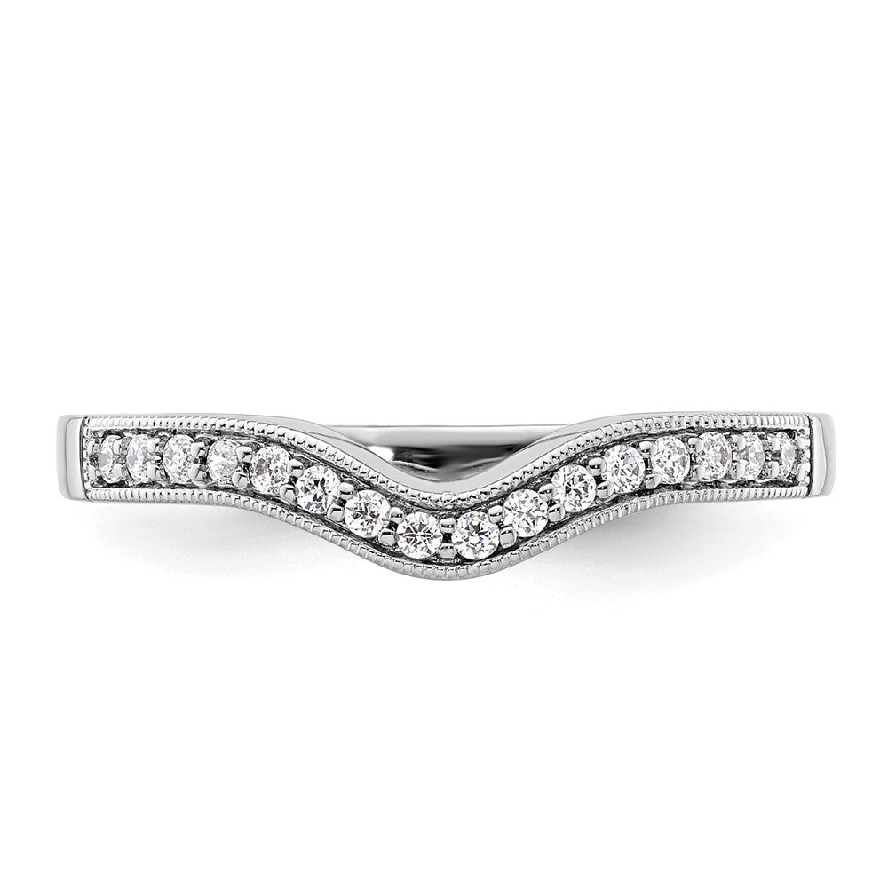 14k White Gold 1/6 carat Diamond Contoured Complete Wedding Band