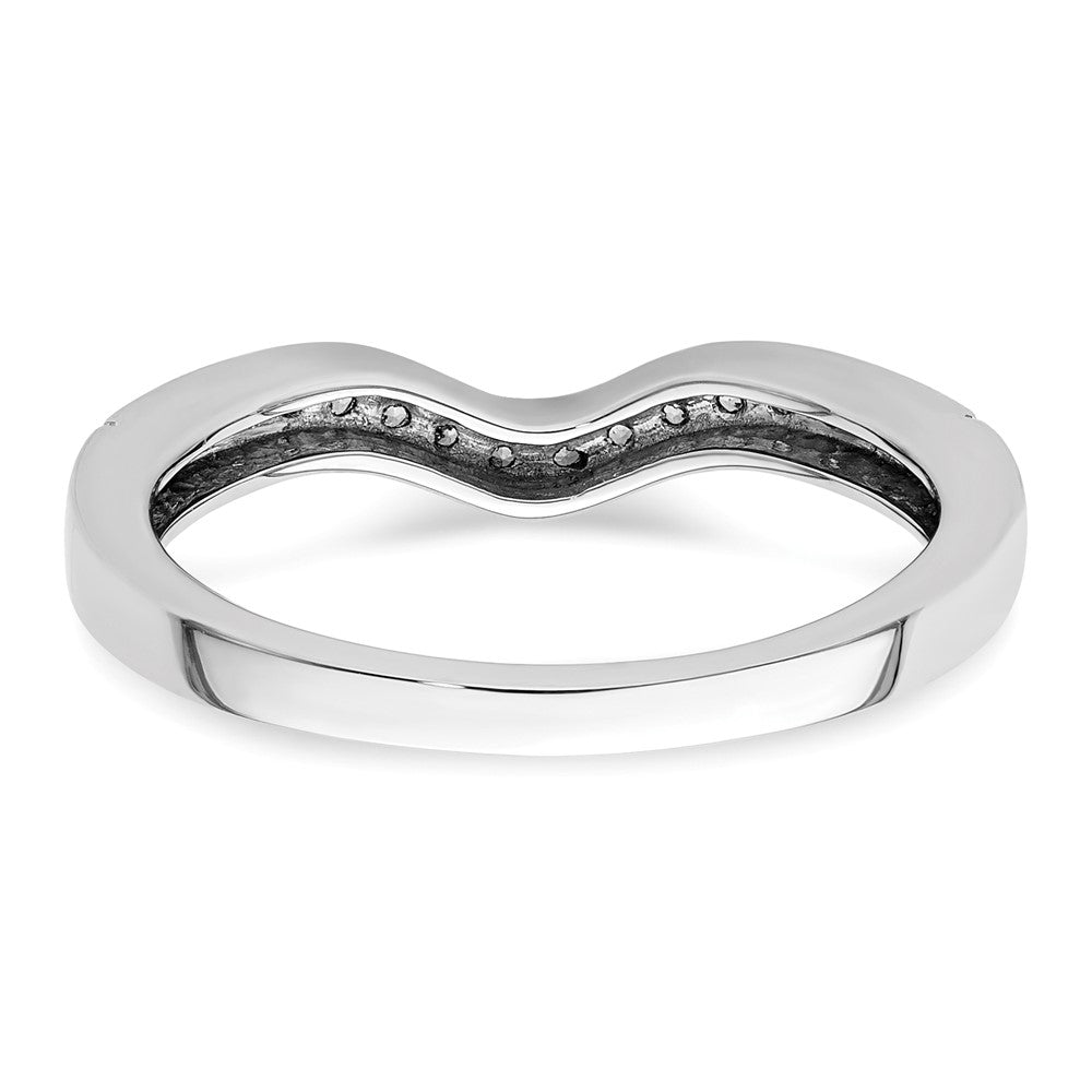 14k White Gold 1/6 carat Diamond Contoured Complete Wedding Band
