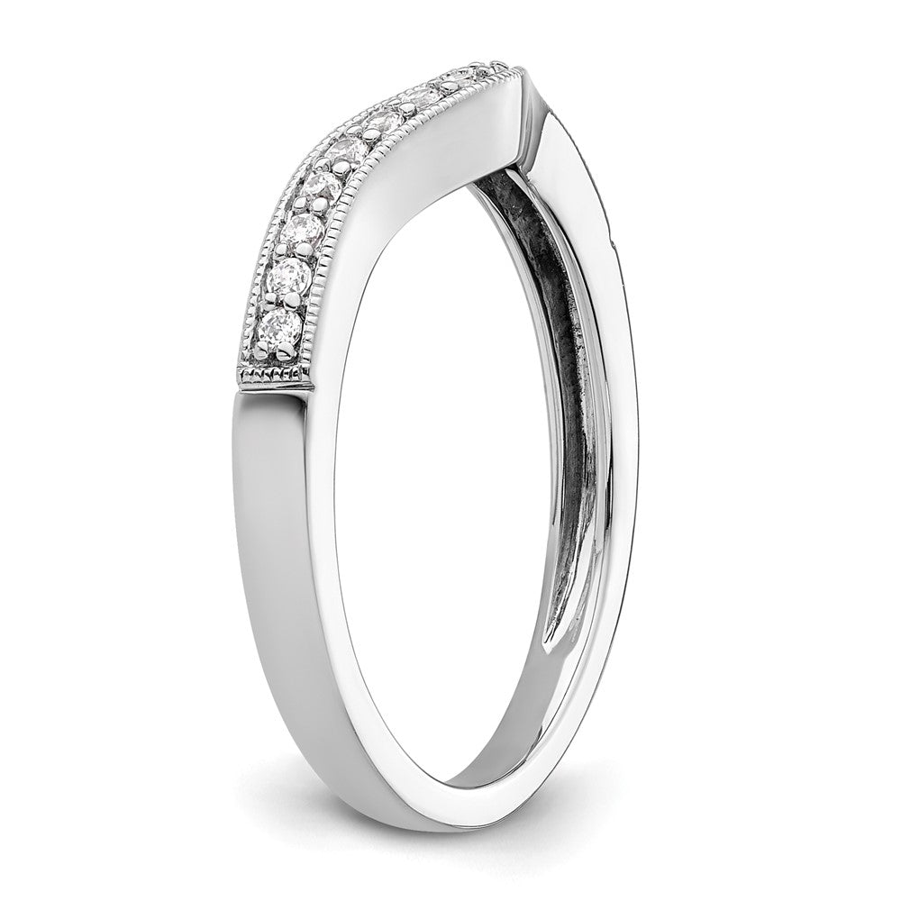14k White Gold 1/6 carat Diamond Contoured Complete Wedding Band
