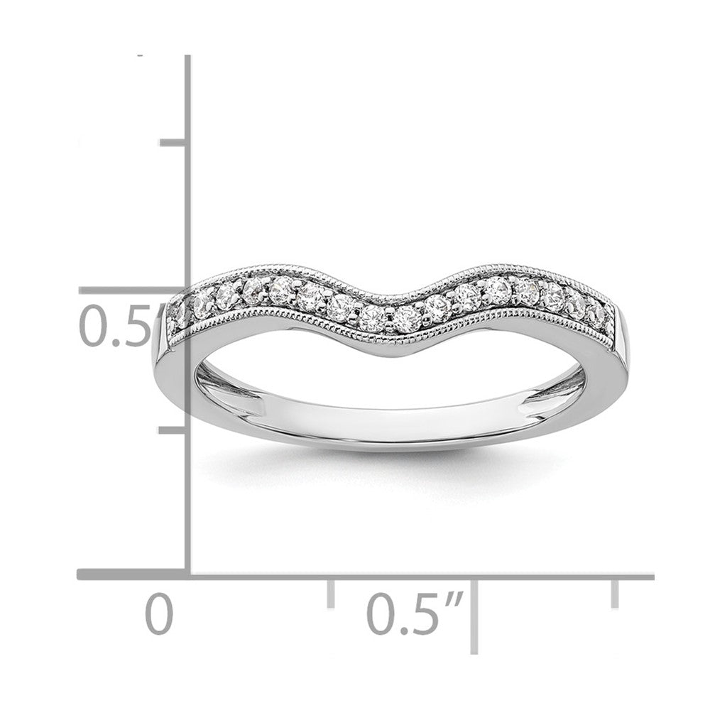 14k White Gold 1/6 carat Diamond Contoured Complete Wedding Band
