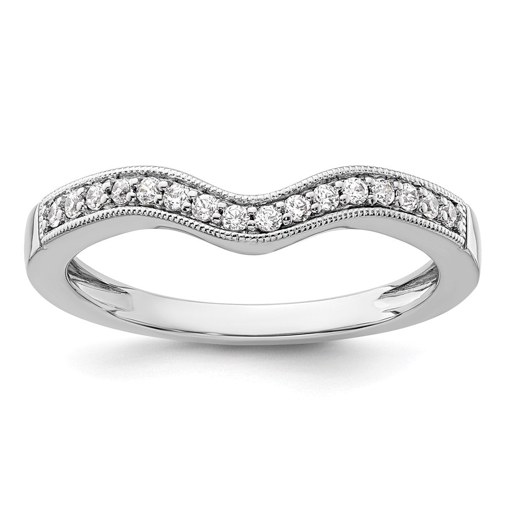14k White Gold 1/6 carat Diamond Contoured Complete Wedding Band