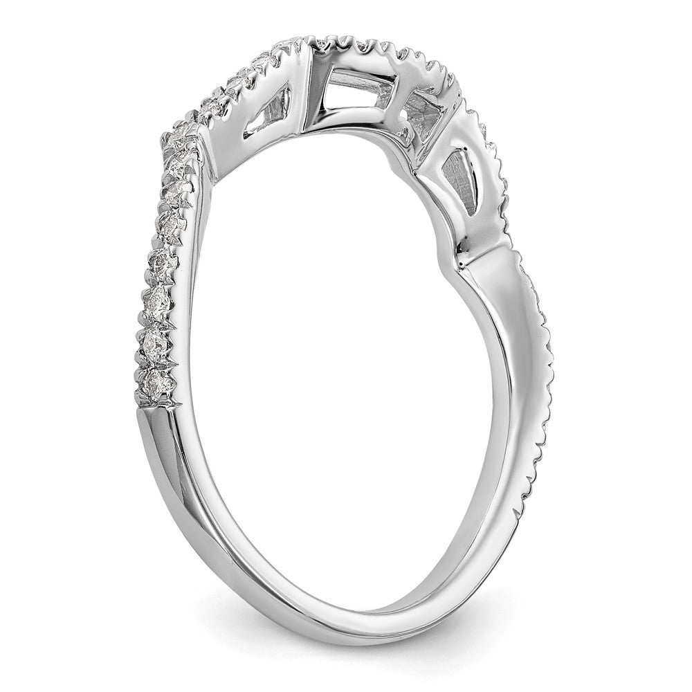 14k White Gold 1/3 carat Diamond Contoured Complete Wedding Band