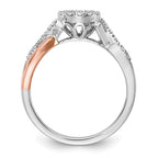 14k Two-Tone Rose and White Gold 1/4 carat Lab Grown Diamond VS/SI+ G+ Halo Semi Mount Peg Set Engagement Ring