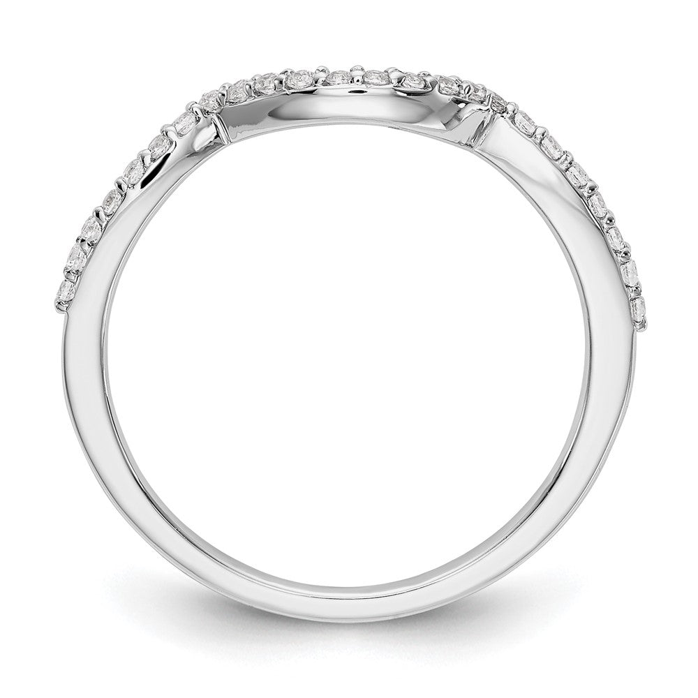 14k White Gold 1/8 carat Diamond Contoured Complete Wedding Band