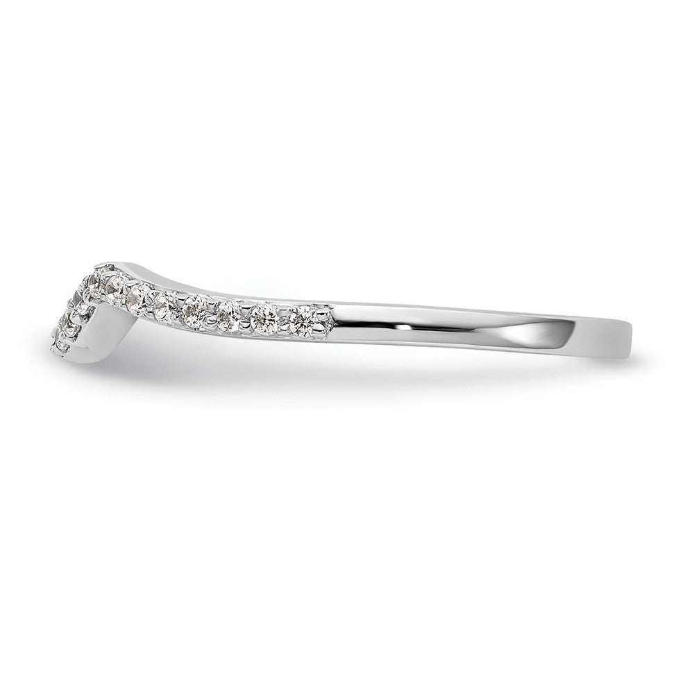 14k White Gold 1/8 carat Diamond Contoured Complete Wedding Band