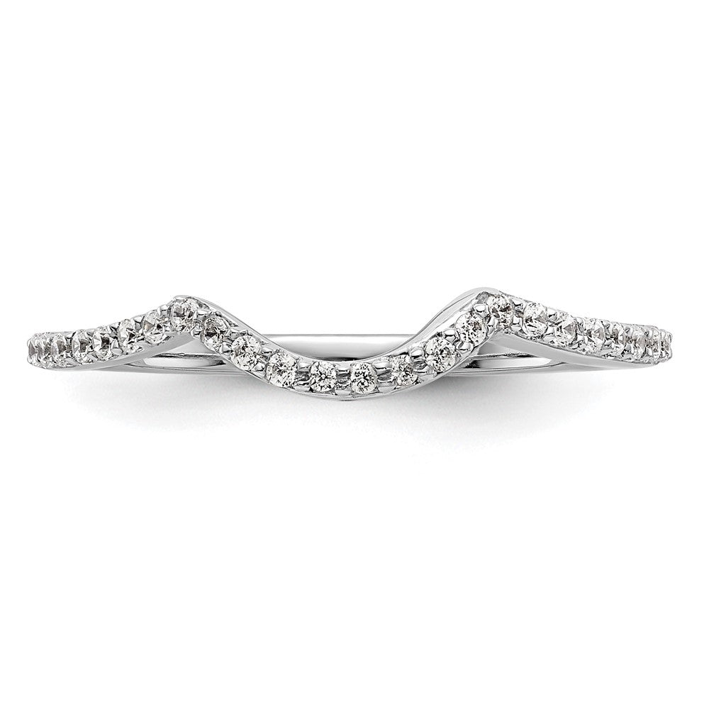 14k White Gold 1/8 carat Diamond Contoured Complete Wedding Band