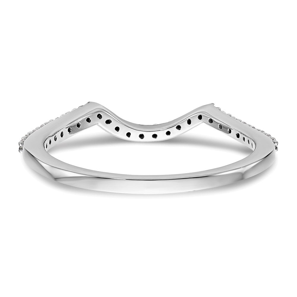 14k White Gold 1/8 carat Diamond Contoured Complete Wedding Band