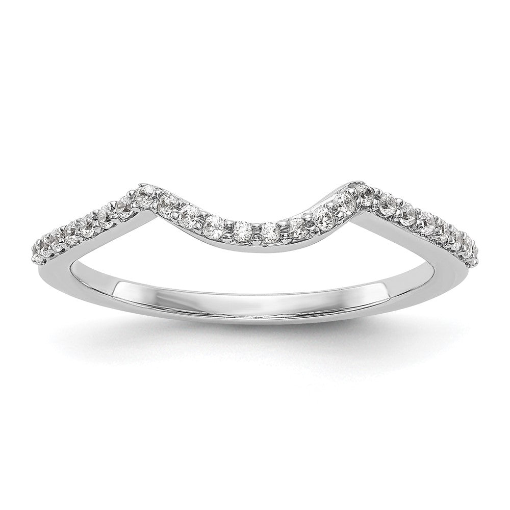 14k White Gold 1/8 carat Diamond Contoured Complete Wedding Band