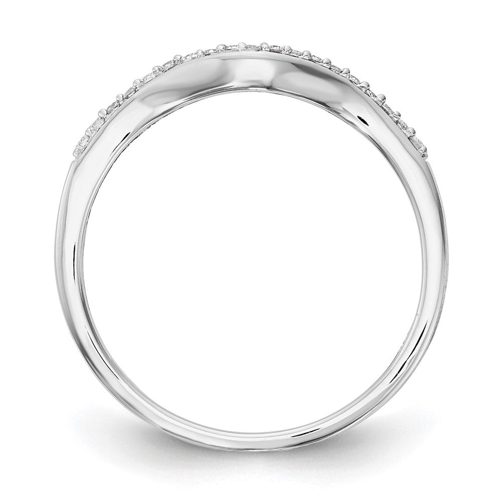 14k White Gold 1/10 carat Diamond Contoured Complete Wedding Band
