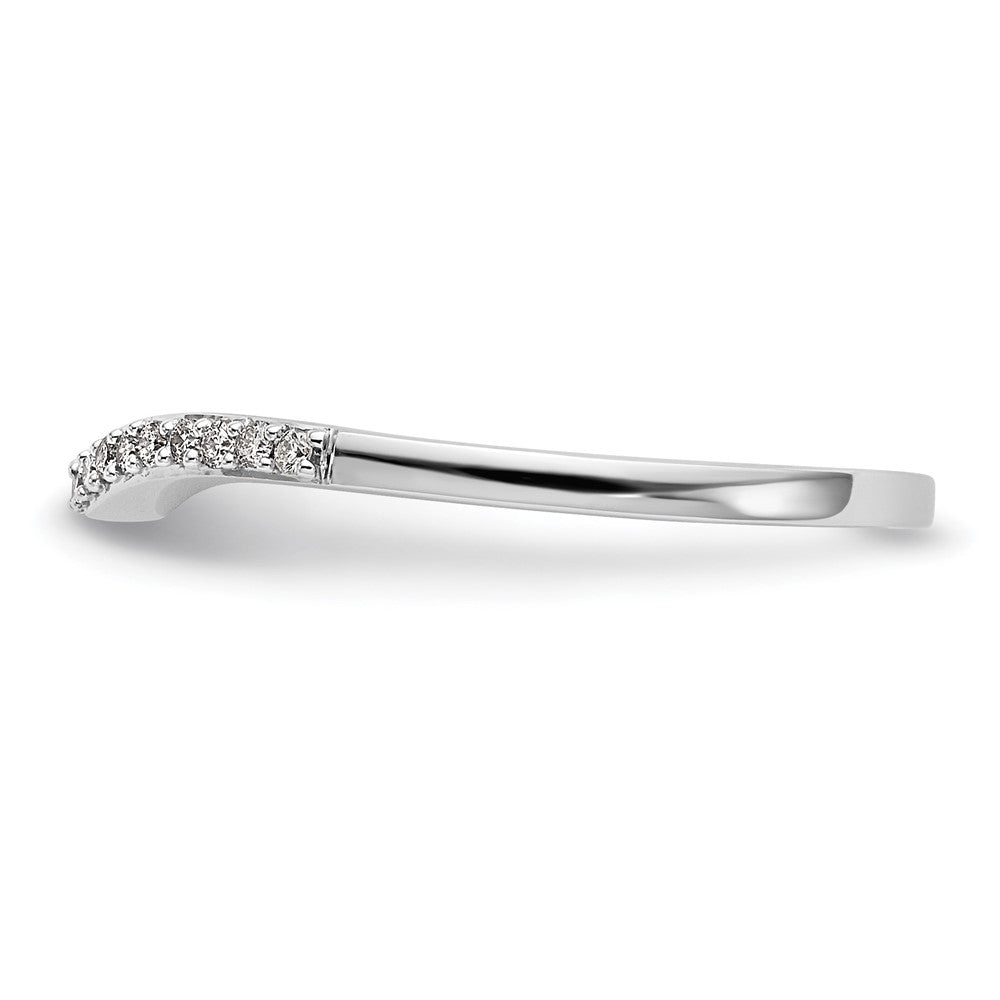 14k White Gold 1/10 carat Diamond Contoured Complete Wedding Band