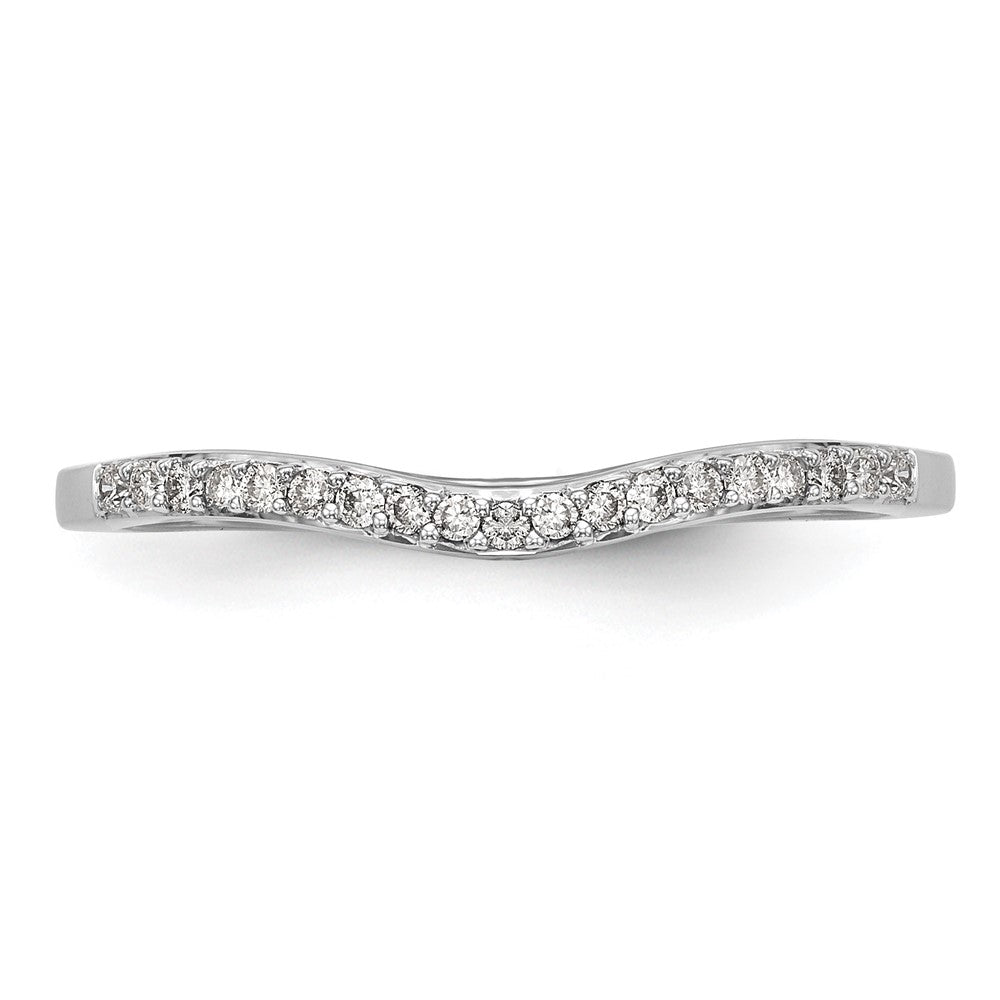 14k White Gold 1/10 carat Diamond Contoured Complete Wedding Band