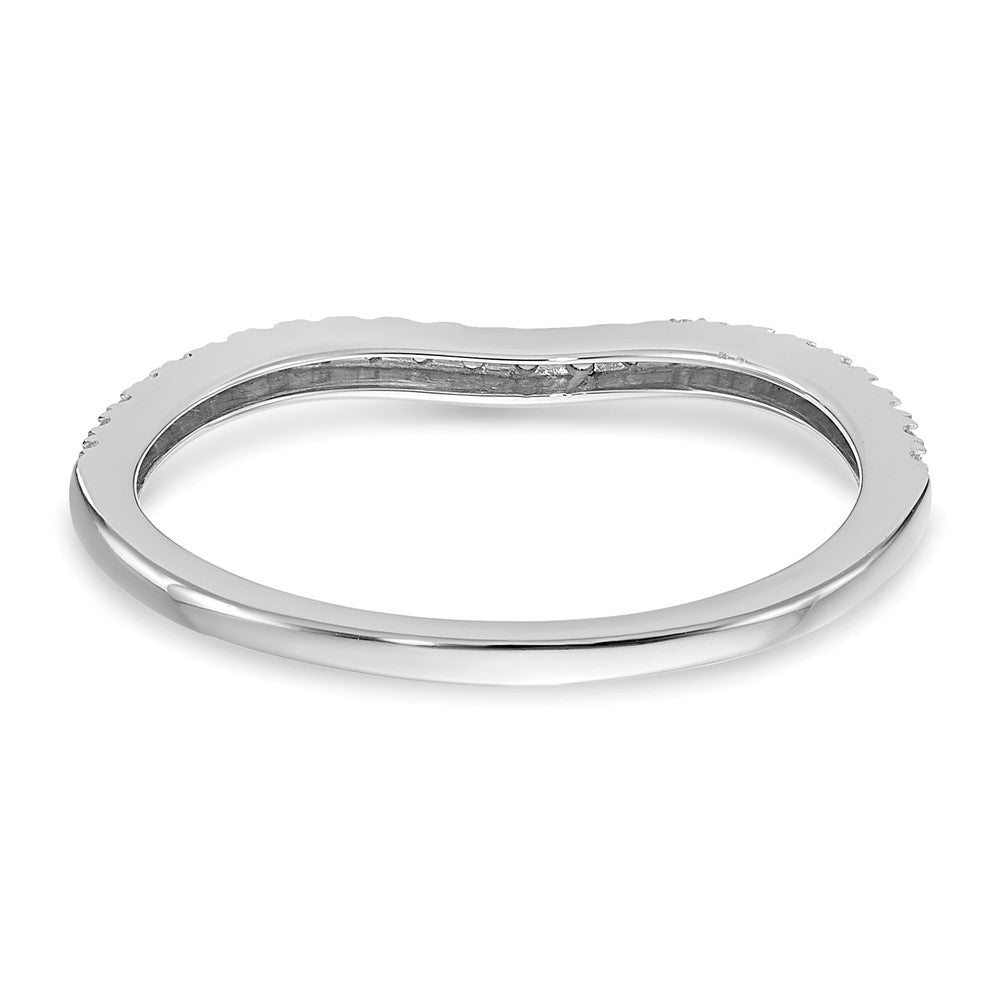 14k White Gold 1/10 carat Diamond Contoured Complete Wedding Band