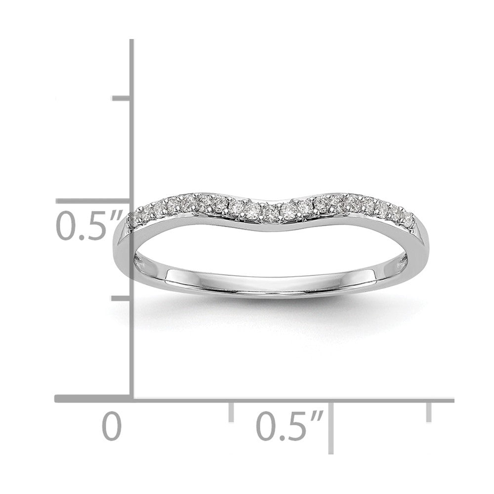 14k White Gold 1/10 carat Diamond Contoured Complete Wedding Band