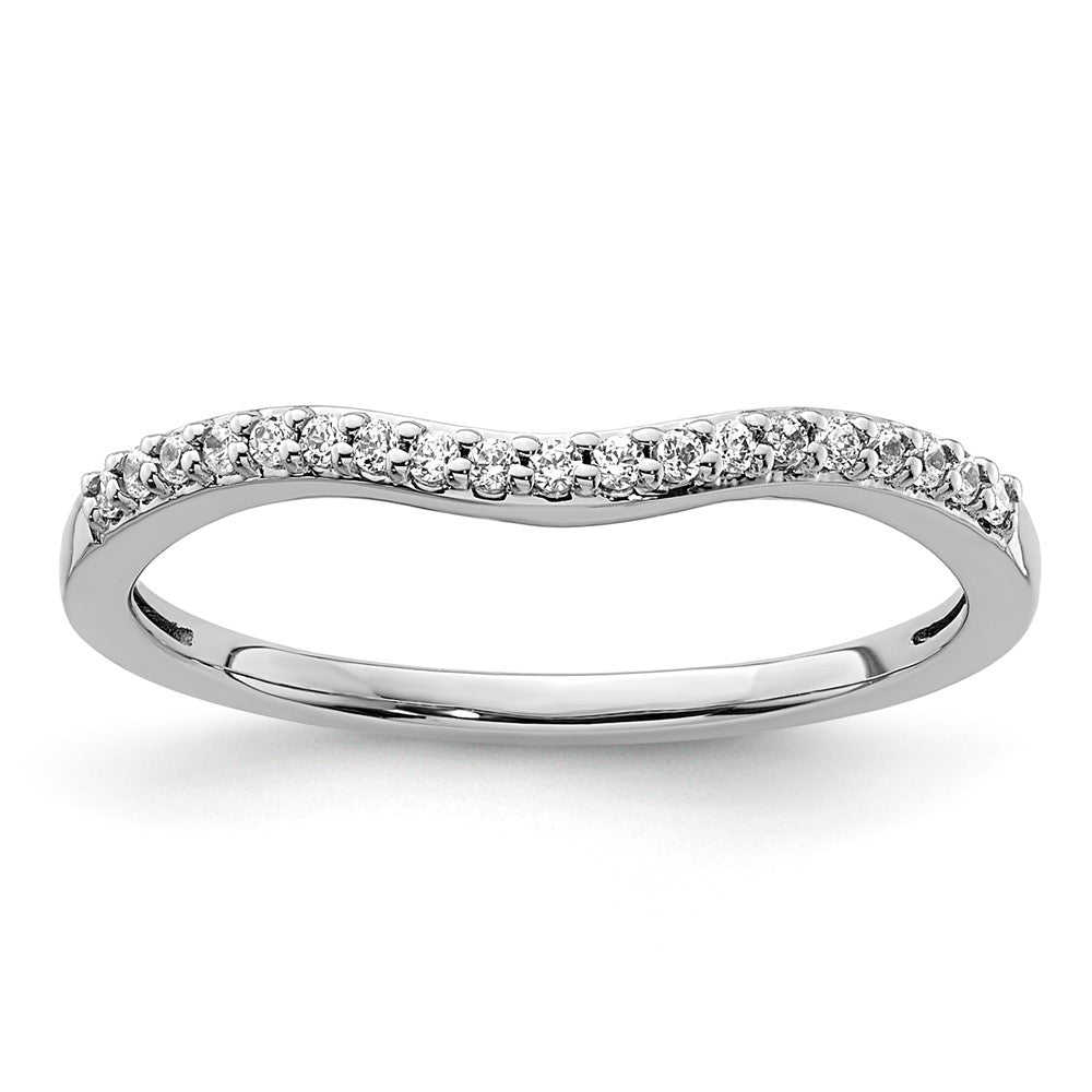 14k White Gold 1/10 carat Diamond Contoured Complete Wedding Band