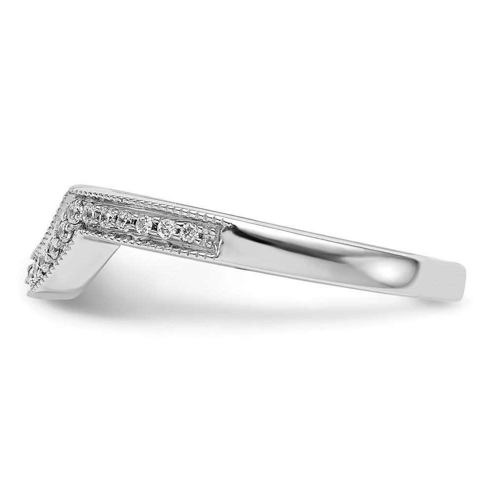 14k White Gold 1/8 carat Diamond Contoured Complete Wedding Band