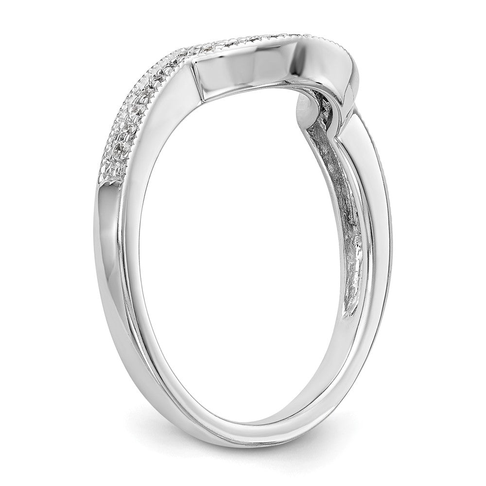 14k White Gold 1/8 carat Diamond Contoured Complete Wedding Band