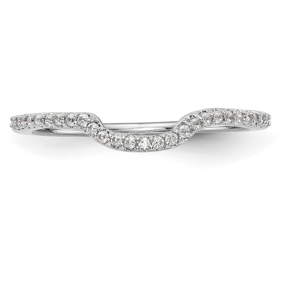 14K White Gold 1/8 carat Diamond Contoured Complete Wedding Band