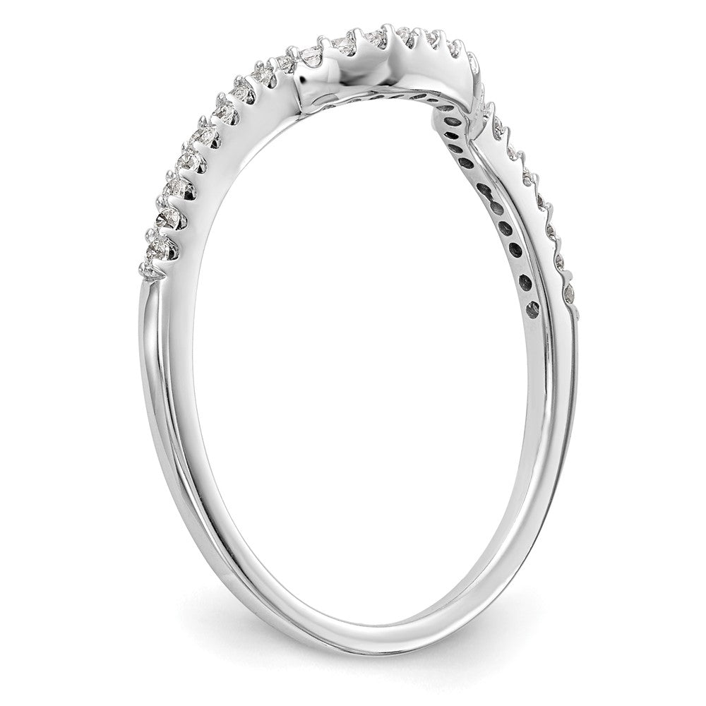 14K White Gold 1/8 carat Diamond Contoured Complete Wedding Band